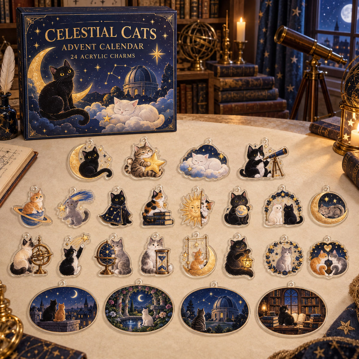 Celestial Cats Advent Calendar - 24 Acrylic Charms