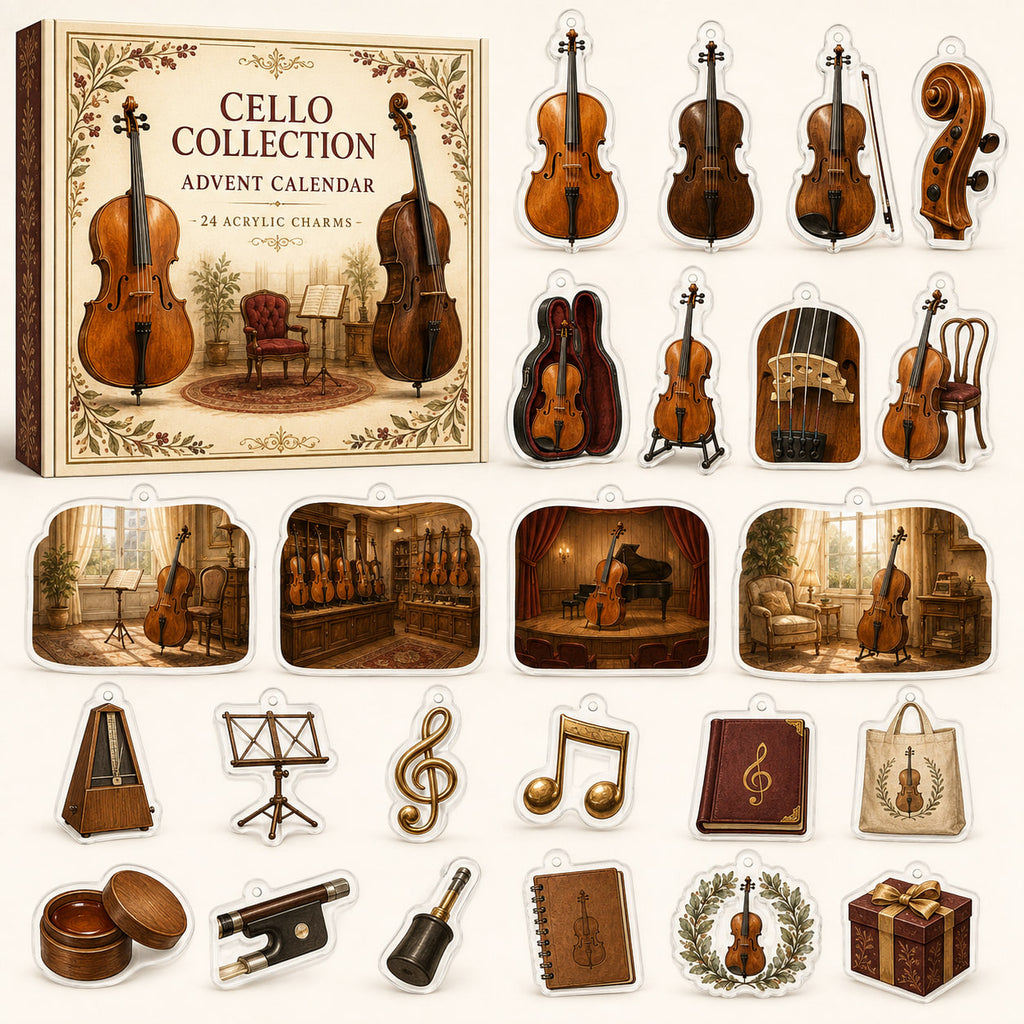 Cello advent calendar box with 24 printed acrylic musical charms
