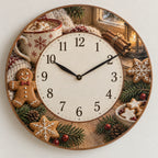 Ceramic Mug Gingerbread Break Wooden Wall Clock with printed 3D depth