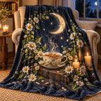 Chamomile Tea Moonlit Tea Fleece Throw Blanket with printed 3D depth