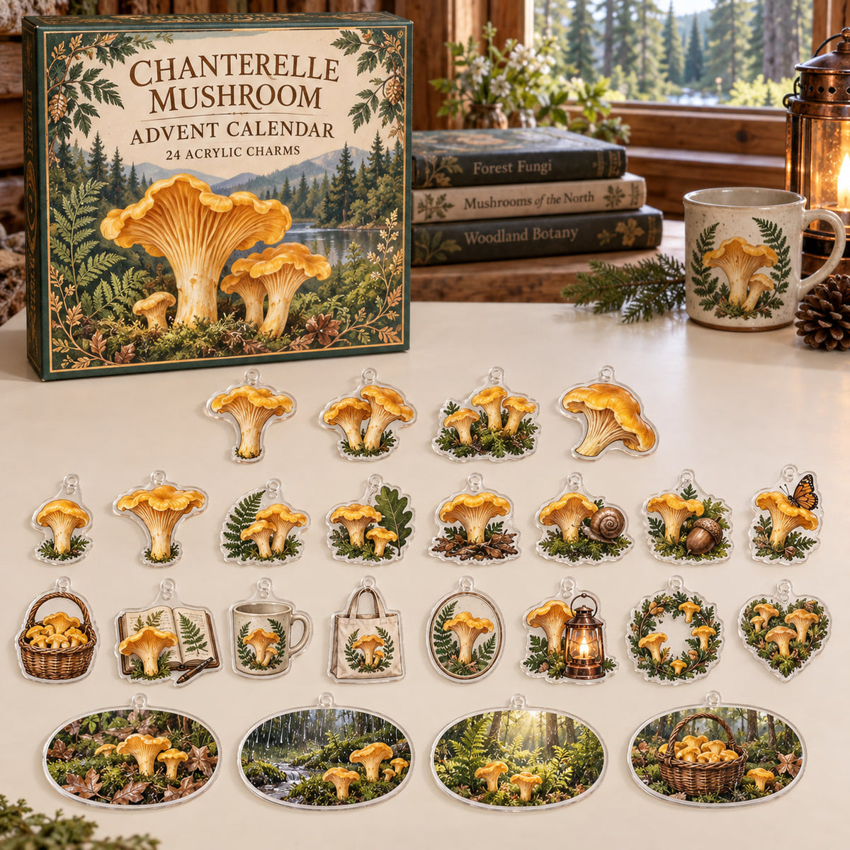 Chanterelle Mushroom Advent Calendar - 24 Acrylic Charms