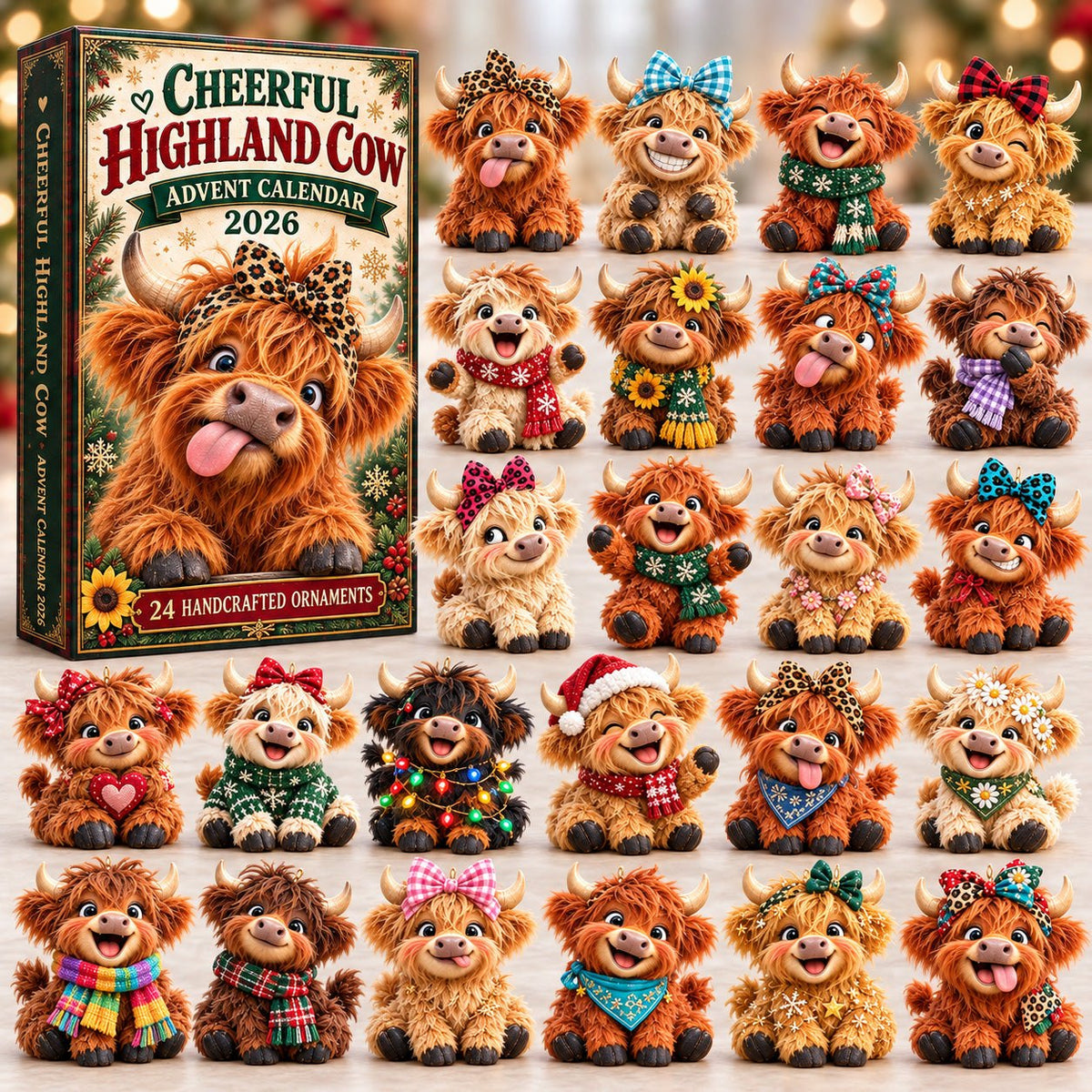 Cheerful Highland Cow advent calendar