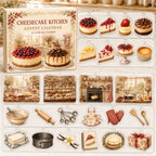 Cheesecake Baking advent calendar box and 24 printed acrylic bakery charms