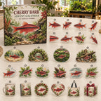 Cherry Barb advent calendar box with 24 themed flat printed acrylic charms