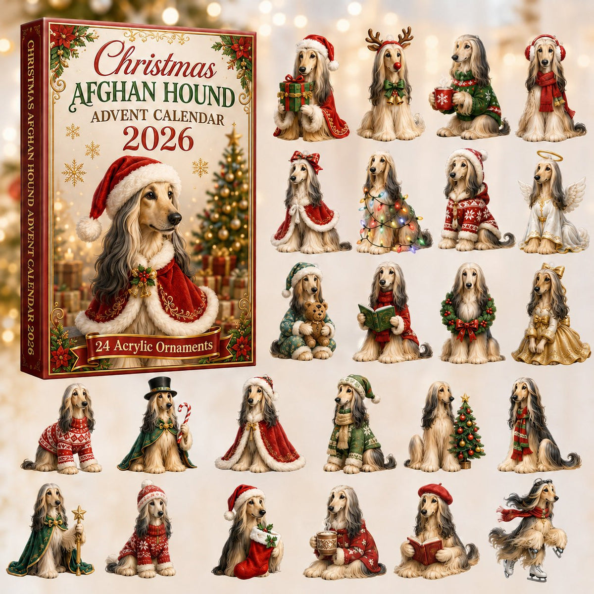 Christmas Afghan Hound advent calendar