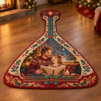Christmas Balalaika Family Carols Custom Shape Area Rug flat printed mat in matching Christmas setting