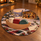 Christmas Balance Boat Family Play Round Mat Rug flat printed mat in matching Christmas setting