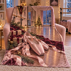 Christmas Ballet Studio Fleece Throw Blanket with layered printed depth and niche-specific Christmas background