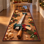 Christmas Bar Clamp Family Craft Runner Rug flat printed mat in matching Christmas setting