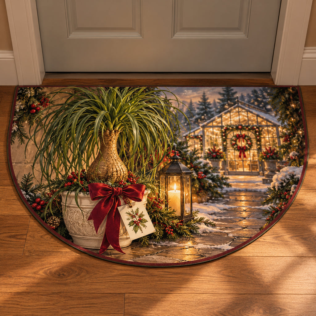 Christmas Beaucarnea Family Window Semicircle Mat flat printed mat in matching Christmas setting