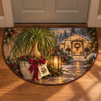 Christmas Beaucarnea Family Window Semicircle Mat flat printed mat in matching Christmas setting
