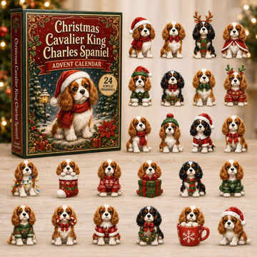 Christmas Cavalier King Charles Spaniel Advent Calendar 2026 - 24-Day Countdown, Acrylic Charms