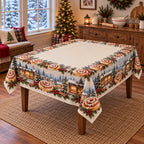 Christmas Cinnamon Bakery Tablecloth with layered printed depth and niche-specific Christmas background