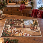 Christmas Cinnamon Roll Kitchen Placemat with layered printed depth and niche-specific Christmas background