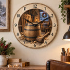 Christmas Cooper Wooden Wall Clock with layered printed depth and niche-specific Christmas background