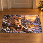 Christmas Cuscus Forest Hearth Doormat flat printed mat in matching Christmas setting