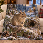 Christmas Degu Fleece Throw Blanket with layered printed depth and niche-specific Christmas background