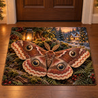 Christmas Emperor Moth Leaf Refuge Doormat flat printed mat in matching Christmas setting
