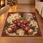 Christmas Felt Claves Family Melody Area Rug flat printed mat in matching Christmas setting