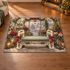 Christmas Felt Garden Kneeler Wishes Area Rug flat printed mat in matching Christmas setting