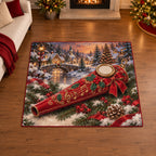 Christmas Felt Kazoo Family Melody Area Rug flat printed mat in matching Christmas setting