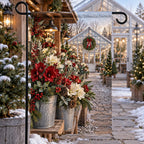 Christmas Flower Farm Garden Flag with layered printed depth and niche-specific Christmas background