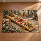 Christmas Garden Boot Jack Gift Area Rug flat printed mat in matching Christmas setting