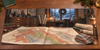 Christmas Geological Map Desk Mat with layered printed depth and niche-specific Christmas background