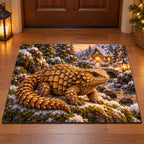 Christmas Girdled Lizard Rock Refuge Doormat flat printed mat in matching Christmas setting