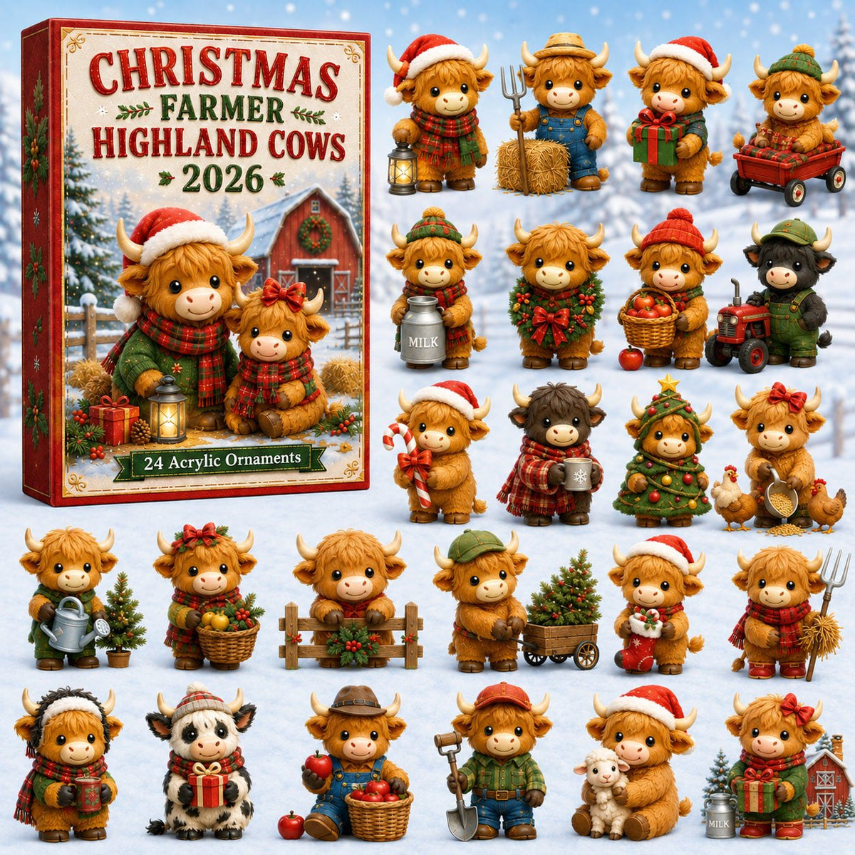 Christmas Highland Cow Farmer advent calendar