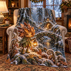 Christmas Leaf Sprite Fleece Throw Blanket with layered printed depth and niche-specific Christmas background