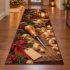 Christmas Marking Awl Family Craft Runner Rug flat printed mat in matching Christmas setting