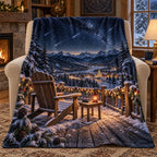 Christmas Meteor Watch Fleece Throw Blanket with layered printed depth and niche-specific Christmas background