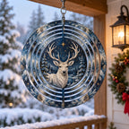 Christmas Papercut Deer Wind Spinner with layered printed depth and niche-specific Christmas background