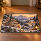 Christmas Pika Pair Mountain Haven Doormat flat printed mat in matching Christmas setting