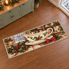 Christmas Pottery Gravy Boat Gift Runner Rug flat printed mat in matching Christmas setting