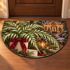 Christmas Pteris Silver Window Semicircle Mat flat printed mat in matching Christmas setting