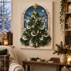 Christmas Quilling Stretched Canvas Wall Art with layered printed depth and niche-specific Christmas background