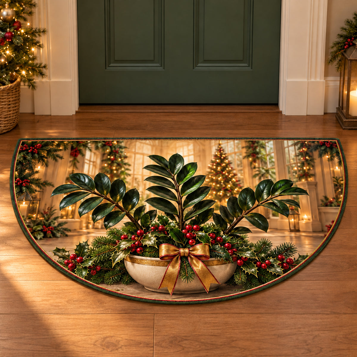 Christmas Raven ZZ Family Window Semicircle Mat flat printed mat in matching Christmas setting