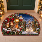 Christmas Robin Holly Gateway Semicircle Mat flat printed mat in a matching Christmas room