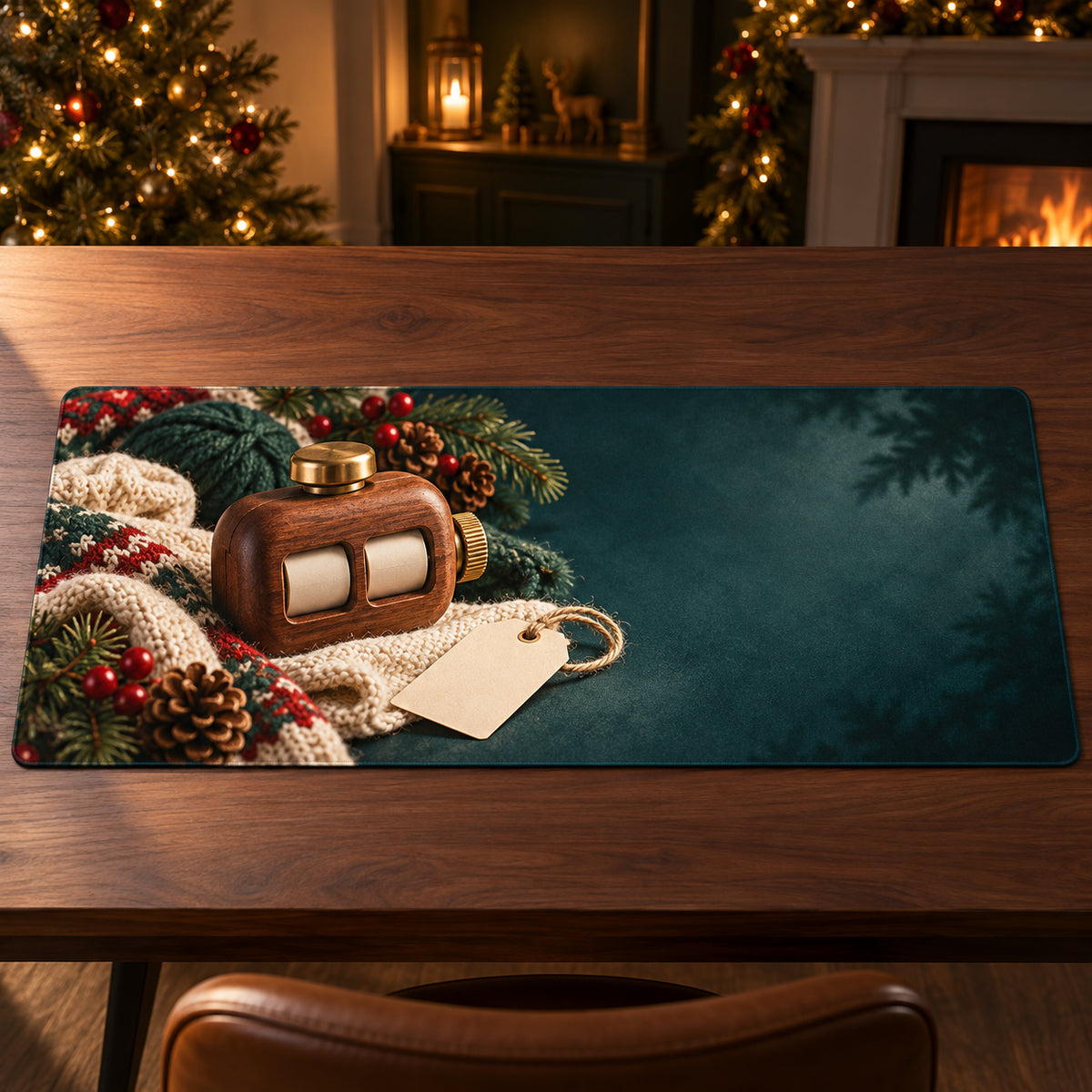 Christmas Row Counter Patient Making Desk Mat flat printed mat in matching Christmas setting