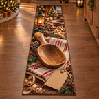 Christmas Scoop Maker Kitchen Keepsake Runner Rug flat printed mat in matching Christmas setting