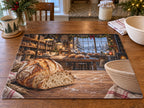 Christmas Sourdough Bakery Placemat with layered printed depth and niche-specific Christmas background