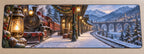 Christmas Steam Train Desk Mat with layered printed depth and niche-specific Christmas background