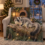 Christmas Sugar Glider Fleece Throw Blanket with layered printed depth and niche-specific Christmas background