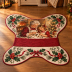 Christmas Thread Winder Family Love Custom Shape Area Rug flat printed mat in matching Christmas setting
