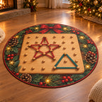 Christmas Toy Geoboard Family Discovery Round Mat Rug flat printed mat in matching Christmas setting