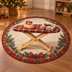 Christmas Toy Ironing Family Care Round Mat Rug flat printed mat in matching Christmas setting