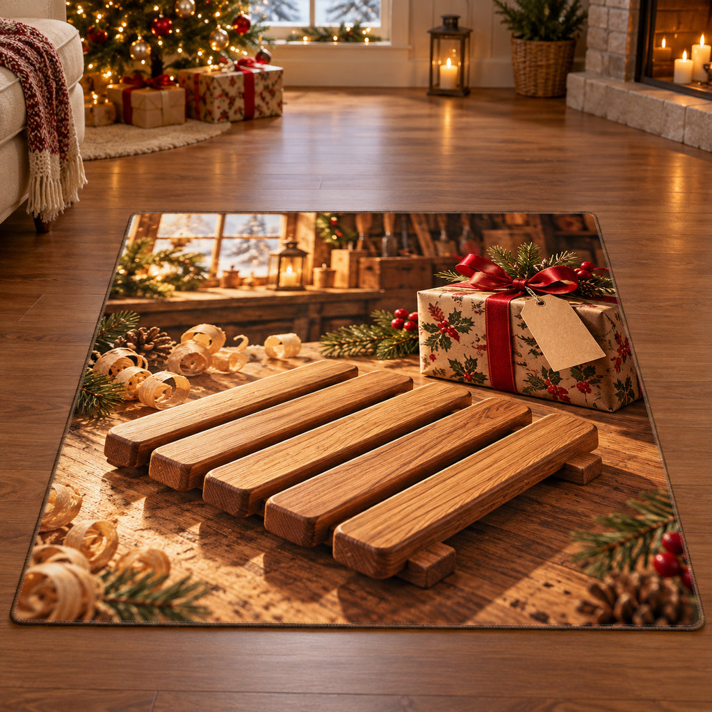Christmas Trivet Maker Table Gift Runner Rug flat printed mat in matching Christmas setting