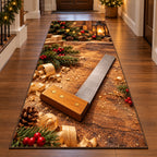 Christmas Try Square Family Craft Runner Rug flat printed mat in matching Christmas setting